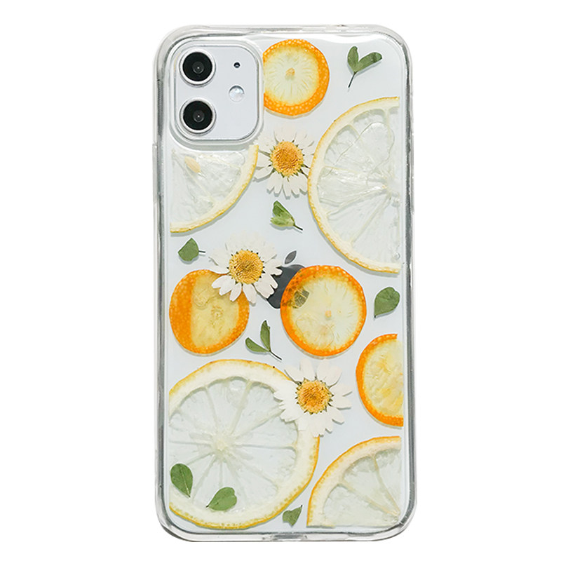 滴胶手工手机壳定制 真花水果标本干花手机壳 iphone12华为P40pro