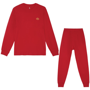 铜牛优纺棉棉毛圆领女红套 秋冬新款本命年秋衣秋裤内衣套装VN070