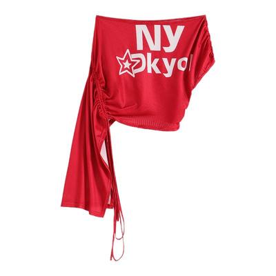 gagaopt不规则一字领露肩T恤