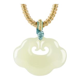 周大生官方和田玉如意锁吊坠吉祥平安祥云真玉石挂坠项链生日礼物