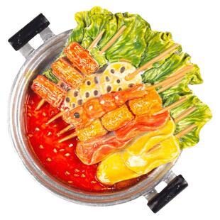 四川重庆蛋烘糕宫保鸡丁特色美食冰箱贴原创小吃仿真食物磁性贴片