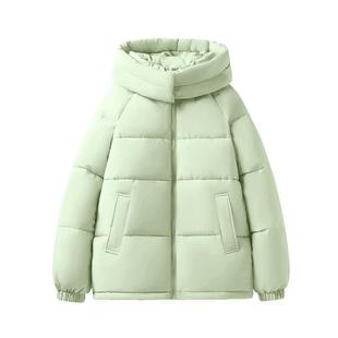 真维斯薄荷绿保暖夹棉棉服女2025新款冬巨好看的厚外套棉衣棉袄w