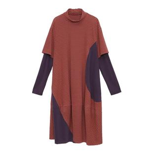 MOVEUP幻走2024秋季新款.FUN系列假两件弧形分割设计师针织连衣裙