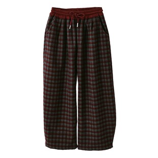 女童格子裤2025秋冬新款中大童洋气时髦宽松休闲加绒裤儿童秋装裤