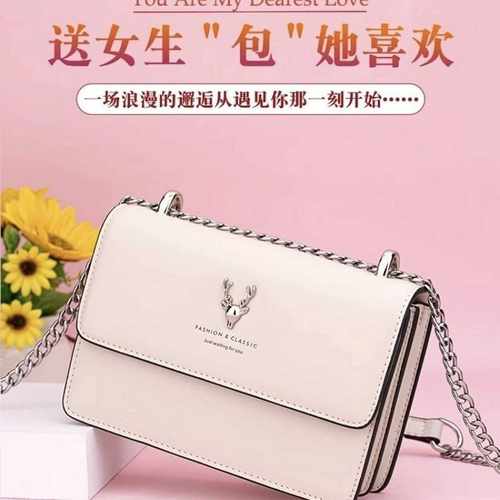 牛皮潮流小方包2025女士复古手提链条包青春高端链条单肩斜挎包包