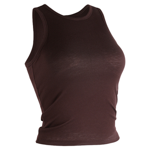 带胸垫瑜伽背心女可外穿健身无袖上衣运动背心训练健身服挖肩削肩