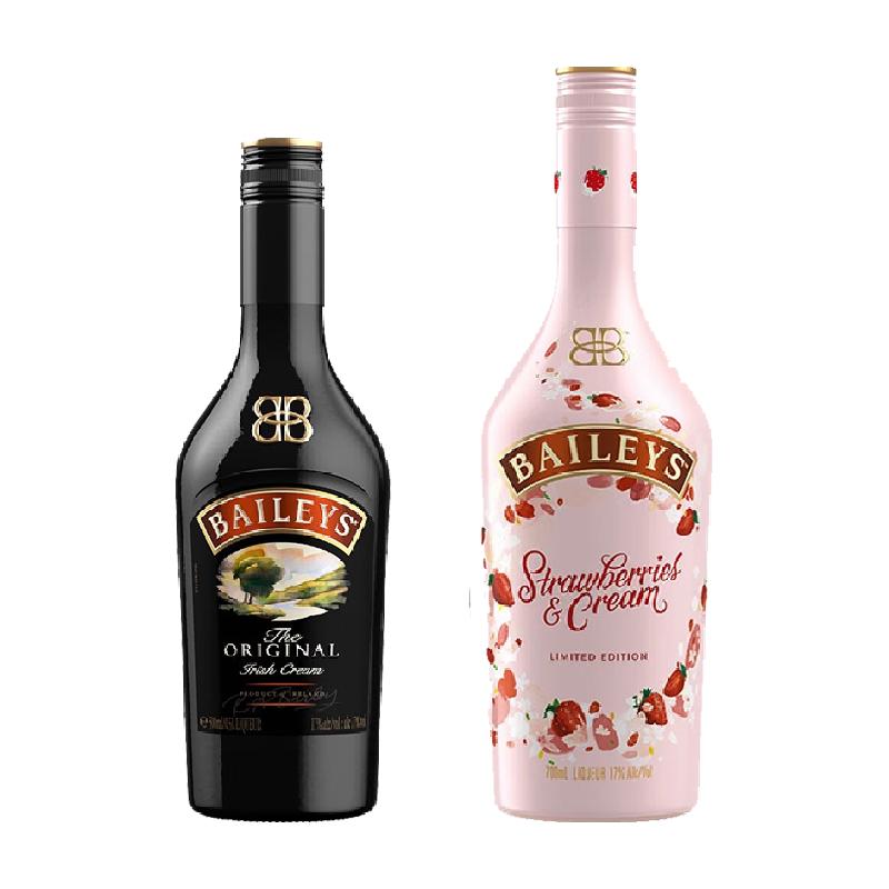 【进口】爱尔兰百利甜酒力娇酒原味500ml+奶油草莓味700ml聚会酒