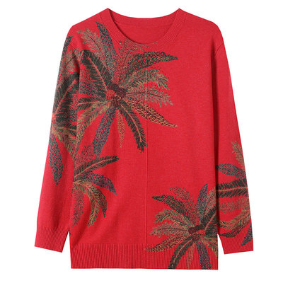 中年妈妈羊毛针织衫女宽松毛衣