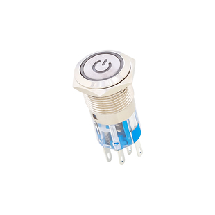 金属按钮开关两常开常闭双刀双组8脚双控16/19/22MM自锁自复按钮