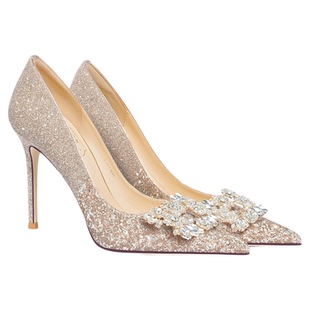 HolyRose【月夜】法式婚鞋女新娘鞋婚宴公主水晶鞋主婚纱伴娘鞋