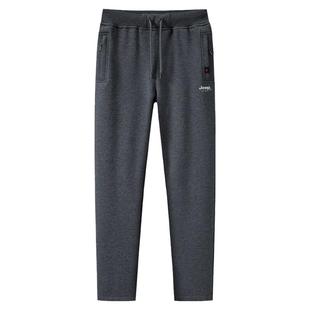 吉普JEEP运动裤男老年人冬季加厚纯棉卫裤中老年爸爸加绒休闲裤子