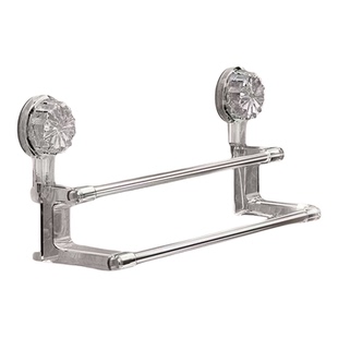 双杆吸盘毛巾架免打孔卫生间浴室伸缩式毛巾杆挂钩浴巾收纳置物架