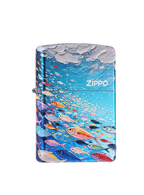 zippo打火机色块洄游钓鱼佬礼物