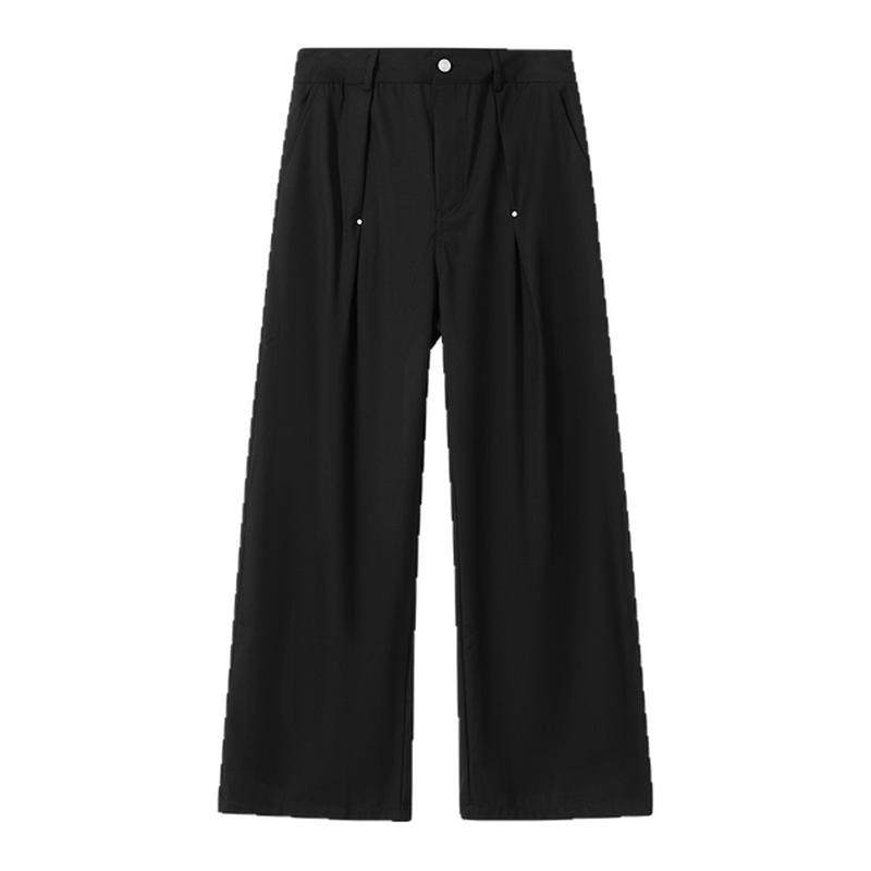 黑色直筒中腰阔腿2025年夏季XXL