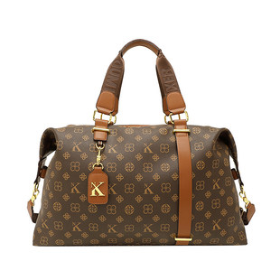 香港正品代购新款真皮旅行包女士大容量手提包牛皮行李袋复古老花