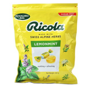 进口独立分享约96颗装Ricola利口乐柠檬味薄荷润喉无糖糖果342G