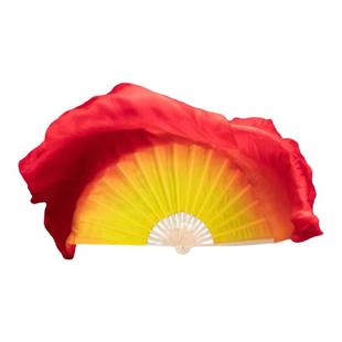 红黄真丝双面秧歌加长古典专业舞蹈火焰跳舞广场舞扇子