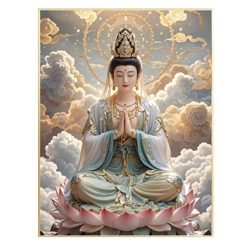 坐莲观音5d钻石画2026新款满钻菩萨手工diy点钻十字绣佛像贴钻画