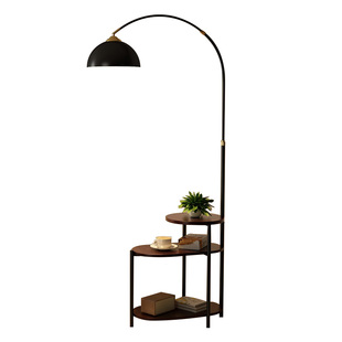 复古落地灯客厅中古沙发边茶几置物架卧室高级感床头柜一体钓鱼灯