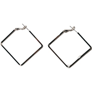 冬季耳饰潮方形耳环925纯银针显脸瘦耳圈时尚气质大圈圈韩国个性