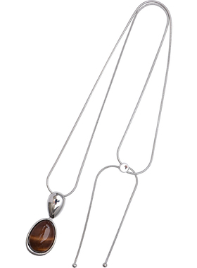 方糖家轻奢虎眼石蛇骨毛衣链