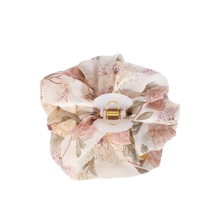 L9000/甜美温柔粉色花朵大肠发圈女牡丹印花国风发绳高贵典雅头饰