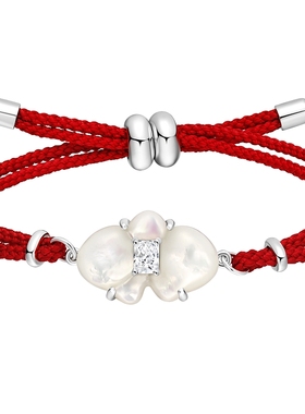 HEFANG何方珠宝蝴蝶兰红绳手链