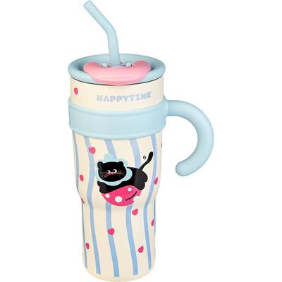 摩登主妇保温冰霸杯吸管杯小黑猫