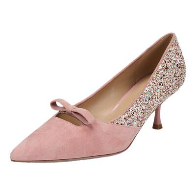 Morrell Maxie烫钻丝绒蝴蝶结格力特尖头细跟单鞋｜MW253010PK