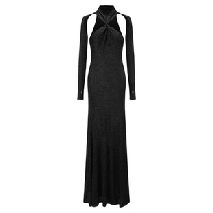 OUDE WAAG 25春夏 优雅亲肤扭结鱼尾羊毛针织女装连衣裙