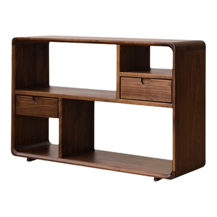 北美黑胡桃实木小书架储物架小边几沙发边柜侧边柜沙发旁边的边柜