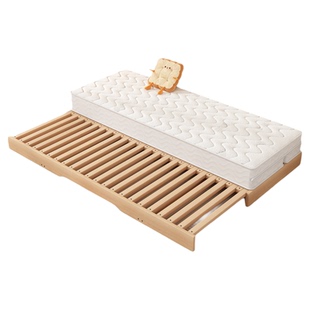 榉木蒙氏地台床卧室实木榻榻米抽拉床小户型可伸缩儿童地板床定制