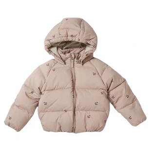 2025丹麦KS粉色樱桃羽绒服儿童女宝宝柠檬厚棉衣滑雪防水连体外套