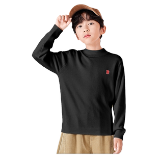 巴拉巴拉男童毛衣大童针织衫儿童半高领黑色毛衫2025冬装新款童装