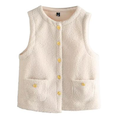 大码胖mm秋冬加厚颗粒绒马甲外套