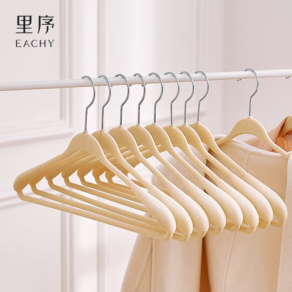 植绒衣架大衣架子家用挂衣服无痕多功能防滑加宽肩晾衣架衣柜衣撑
