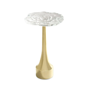 轻奢Caracole水晶雕刻边几设计师玫瑰造型创意角几客厅异形小茶几