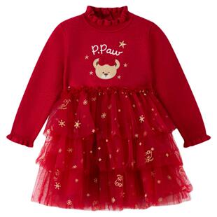 【圣诞】PawinPaw卡通小熊童装25年冬季新款女宝宝连衣裙甜美可爱