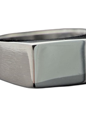 Syou极简几何方形圆形钛钢戒指百搭时尚复古男士情侣饰品黑色指环