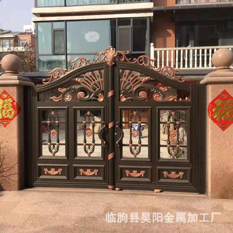 铝艺别墅大门对开门铝合金庭院农村院子围墙双开门平移门高端防盗