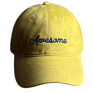 韩版大气Awesome字母棒球帽深顶百搭弯檐鸭舌帽男女大头时尚潮流