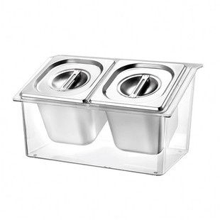 亚克力份数盆架不锈钢份数盆奶茶店专用小料盒架子装果酱小料盒架