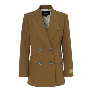 D佳美学馆秋冬复古精致百搭西装外套女挺括有型垂感撞色设计外套