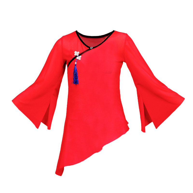 儿童练功服夏古典舞女童舞蹈演出服少儿中国风汉服弹力网身韵纱衣