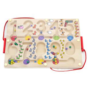 VIGA唯嘉磁性动物迷宫系列儿童早教卡通磁性运笔走珠积木拼图游戏