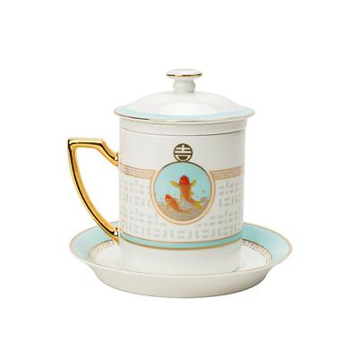 陶瓷闲云老板自用带茶漏马克杯