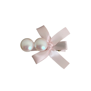 奶油粉贝！超仙粉色珍珠蝴蝶结发夹春季少女刘海夹侧边夹子发卡新