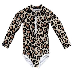 爆款荷兰beach & bandits儿童速干连体泳衣长袖防紫外线防晒豹纹