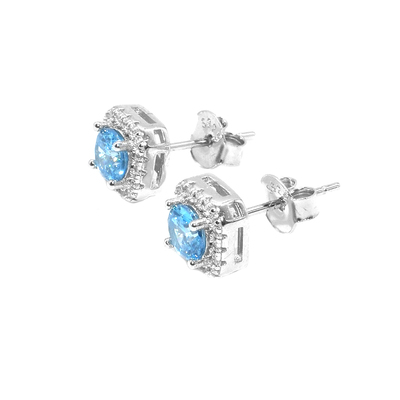 TWOLEAVES纯银男女款方锆石耳钉