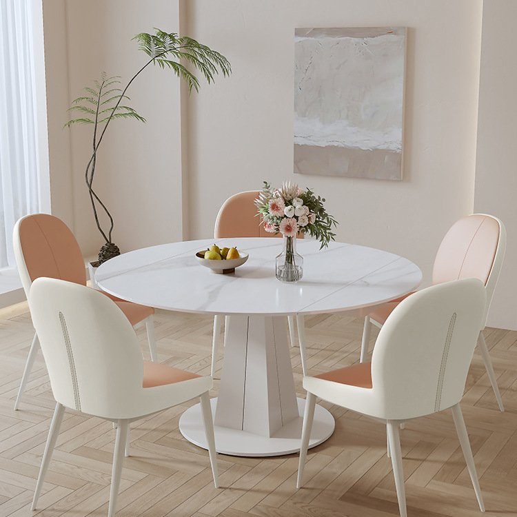 包邮奶油风岩板餐桌家用小户型法式折叠饭桌现代简约意式吃饭桌子